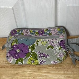 VERA BRADLEY gray watercolor purple floral print waist bag Fanny pack belt bag